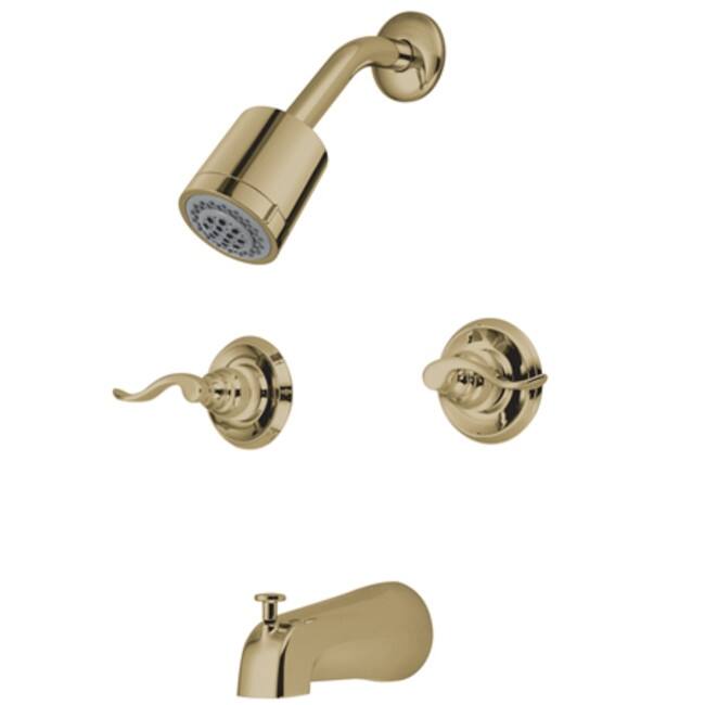 Kingston Brass Nuwave French Tub and Shower Package with Shower Head - Polished Brass