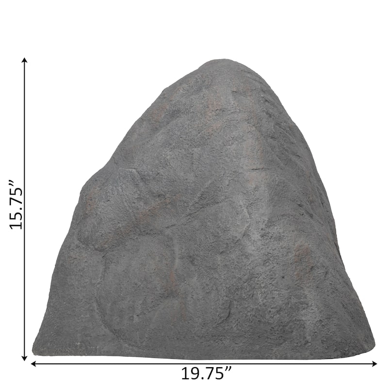 Decorative Outdoor Weather-Resistant Artistic Artificial Faux Stone Rock, Garden Patio Granite Grey Fiberglass Stone