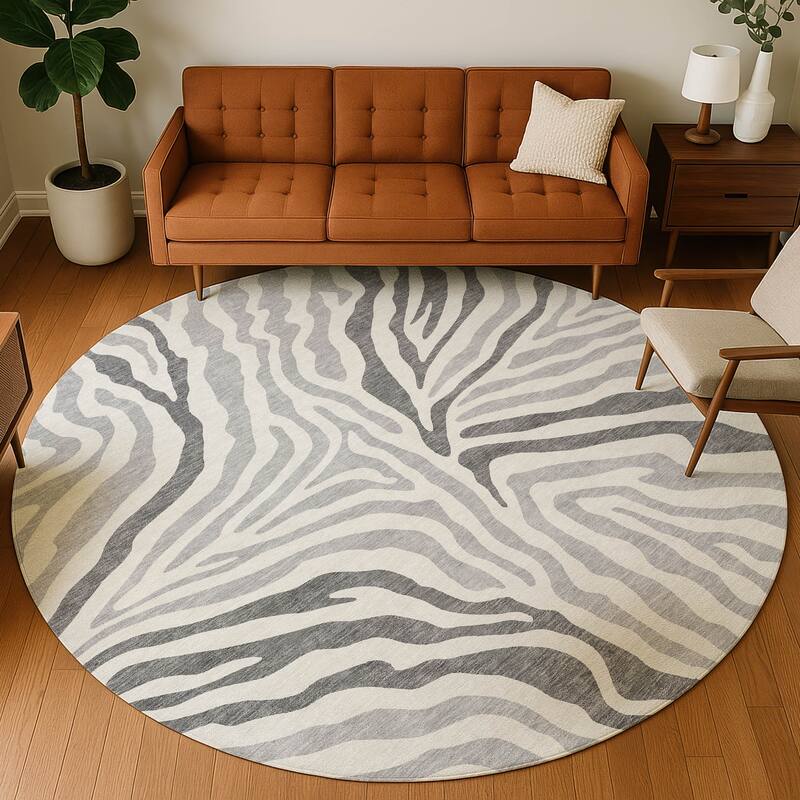 Machine Washable Indoor/ Outdoor Modern Prints Chantille Rug