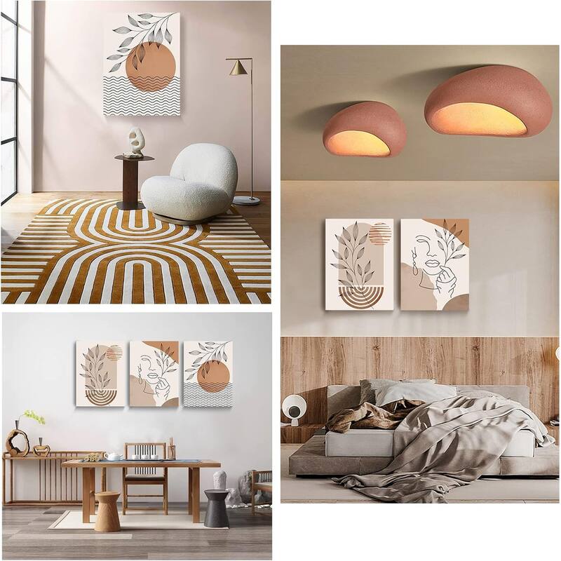 Geometric Line Leaf Sun Moon Canvas Artwork Paintings