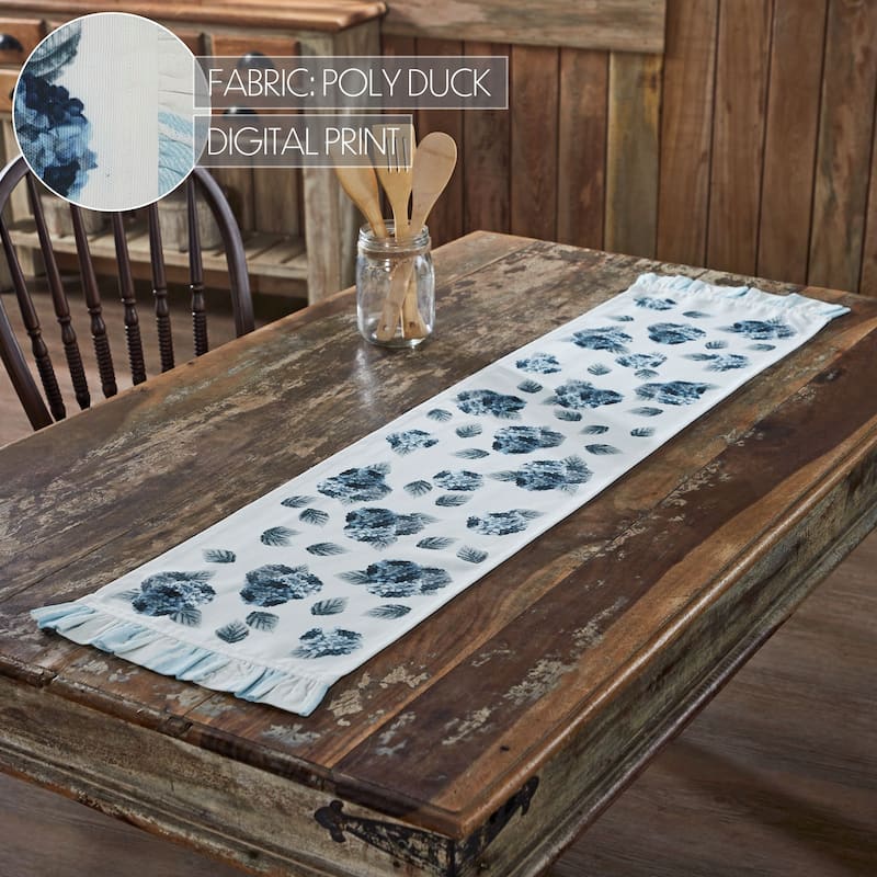 Finders Keepers Hydrangea Ruffled Runner 12x36 - 12x48 - White