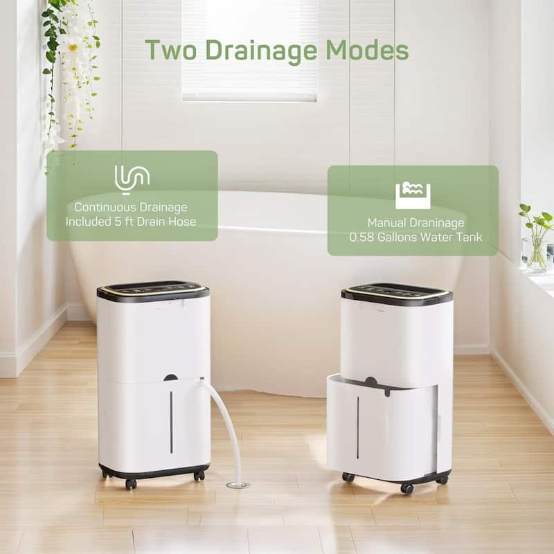 30 Pints Dehumidifier for Basement with Drain Hose for Auto or Manual Drainage, 2000 Sq.Ft Energy Star Dehumidifiers for Home