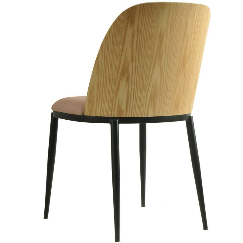 Dining Chair with Upholstered Seat and Back Side Chair with MDF Wood Frame in Black Steel