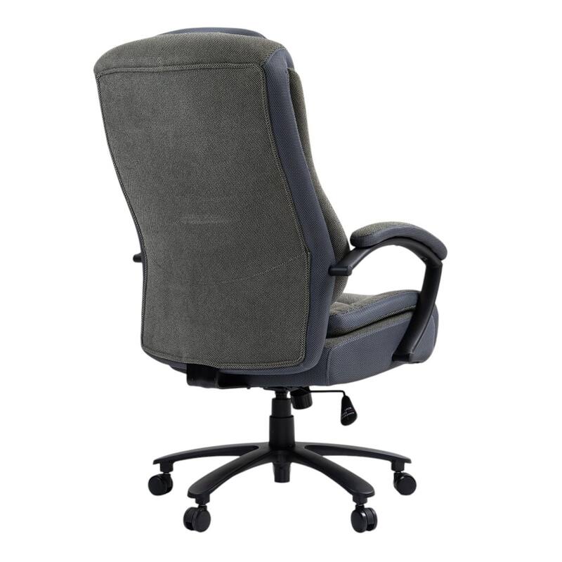 Set of Two Gray and Black Adjustable Height Swivel Rolling Executive Office Chairs