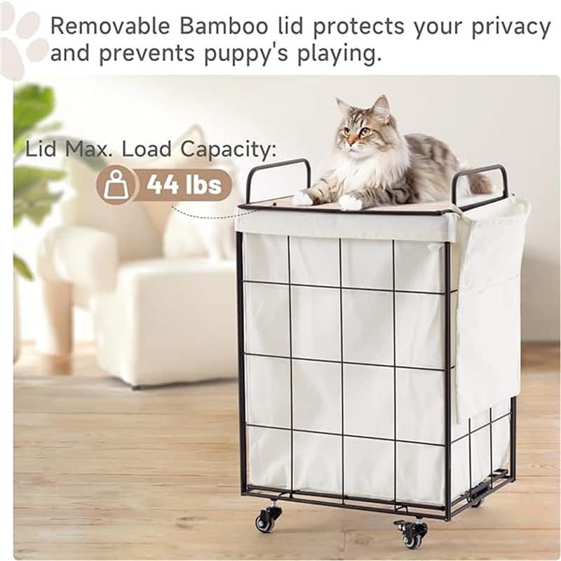 120L Laundry Basket with Heavy Duty Rolling Wheels - 18.9"L x 14.2"W x 29.1"H