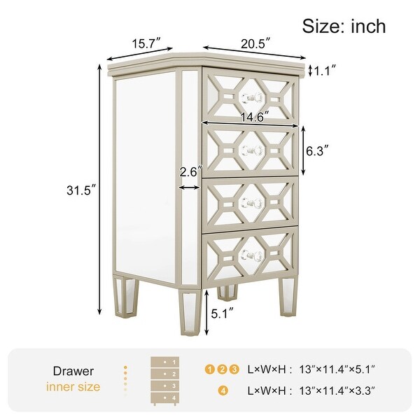 Elegant Mirrored 4-Drawer Chest for Bedroom - Bed Bath & Beyond