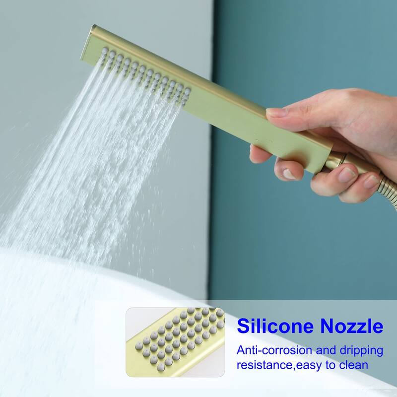 Freestanding Bathtub Faucet With Hand Shower Floor Mount Tub Filler Faucet With Handheld Shower High Flow Bathroom Tub Faucets