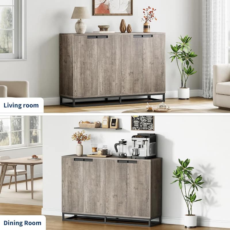 Modern 55" 4 Doors Sideboard Buffet Cabinet, Coffee Bar Table for Kitchen - N/A