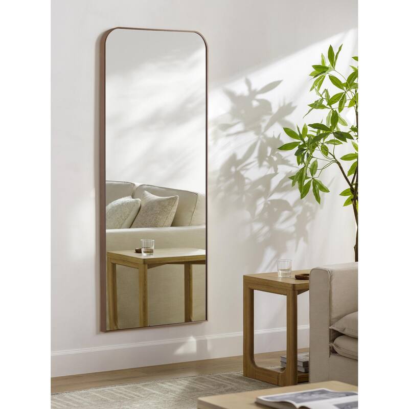 Livabliss Aranya Modern Aluminum Full Length Squared Arch Mirror - 67"H x 28"W x 1"D - Dark Brown