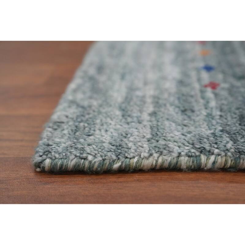 Hand Knotted Oriental Viscose Silk Carpet Tribal Animal Pictorial Greys & Charcoal Gabbeh Area Rug - 11' 9'' X 8' 7''
