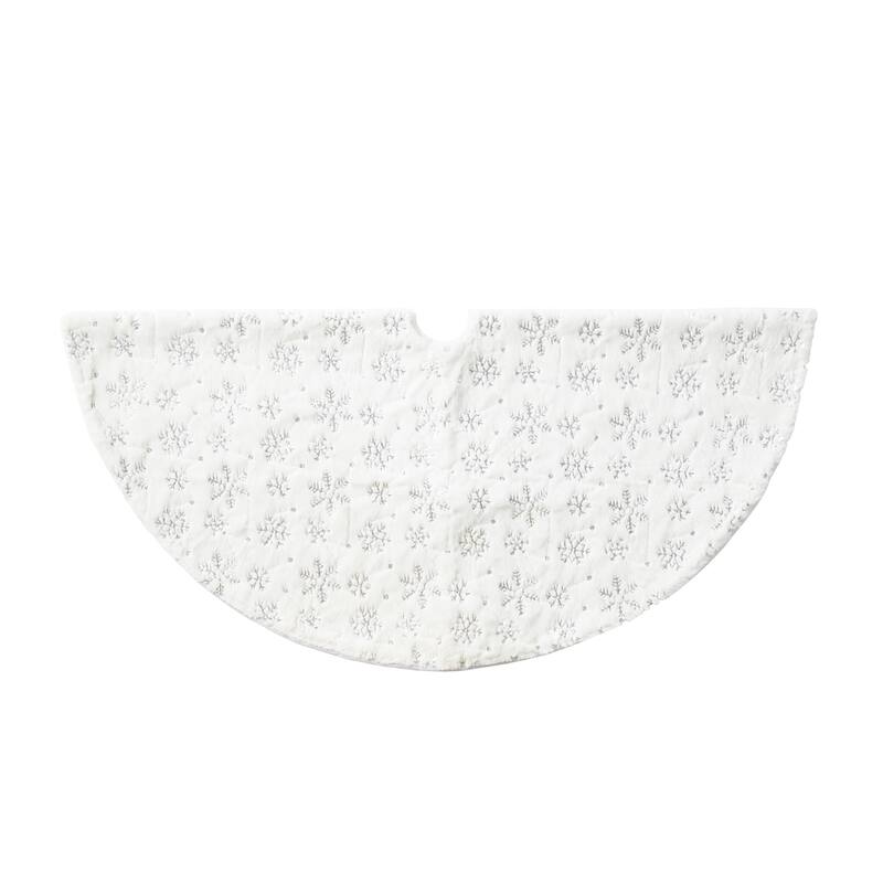 Glitzhome Set of 3 Red or White Snowflake Christmas Stocking and Tree Skirt Decoration