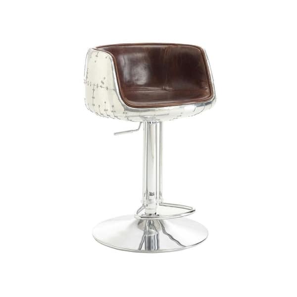 slide 1 of 5, Top Grain Leather Adjustable Stool with Swivel Base in Vintage Brown