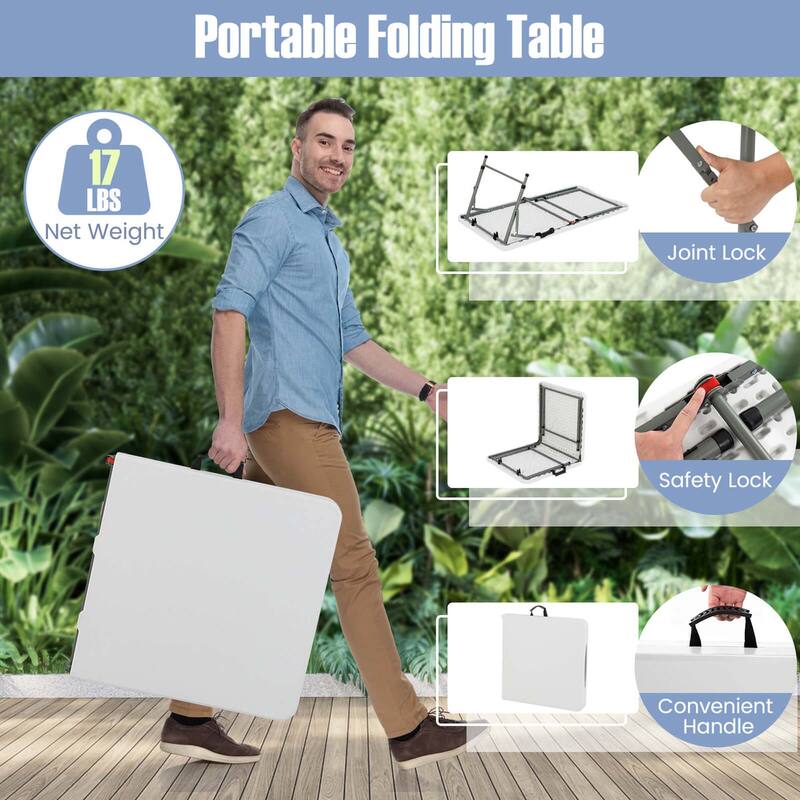 Costway 4 ft Portable Camping Table with HDPE Tabletop & Metal Legs - See Details