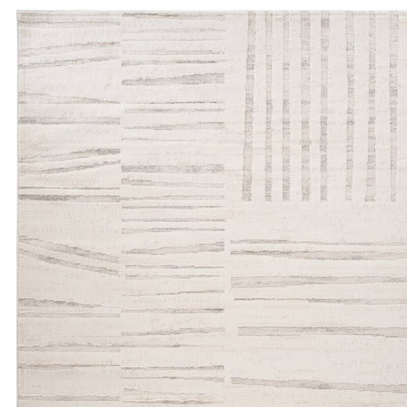 Bineb Distressed Geometric Modern Stain Resistant Woven Area Rug By HomeRoots