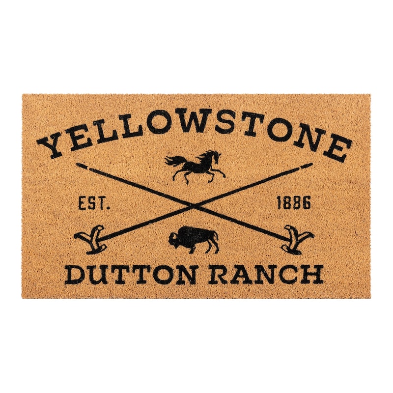 Licensed Paramount TV Series Yellowstone 'Dutton Ranch' Coir Indoor/ Outdoor Door Mats, 2PK