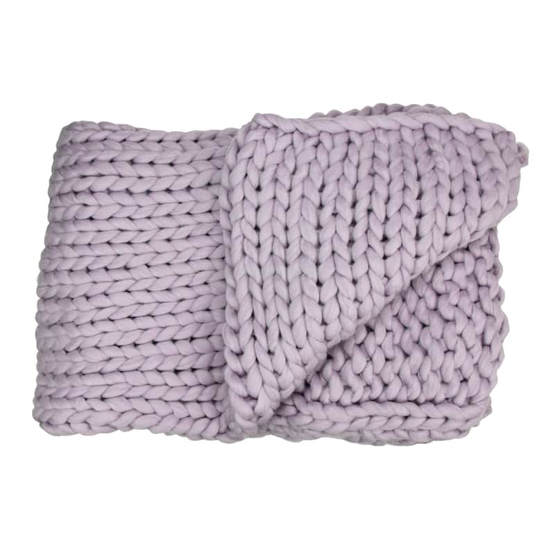 Light Purple Cable Knit Plush Throw Blanket 50 x 60
