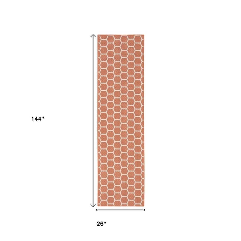 HomeRoots Geometric Modern Runner Outdoor Rug - 12' Runner