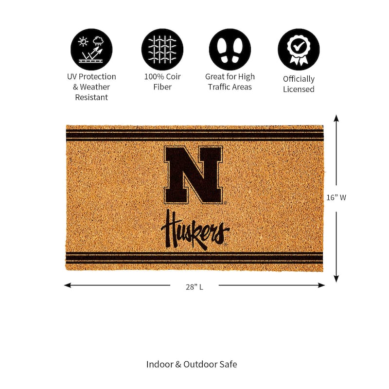 University of Nebraska Monochrome Indoor/Outdoor Coir Door Mat