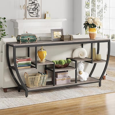 70.9 Inch Extra Long Console Table with Shelves,Sofa Console Table