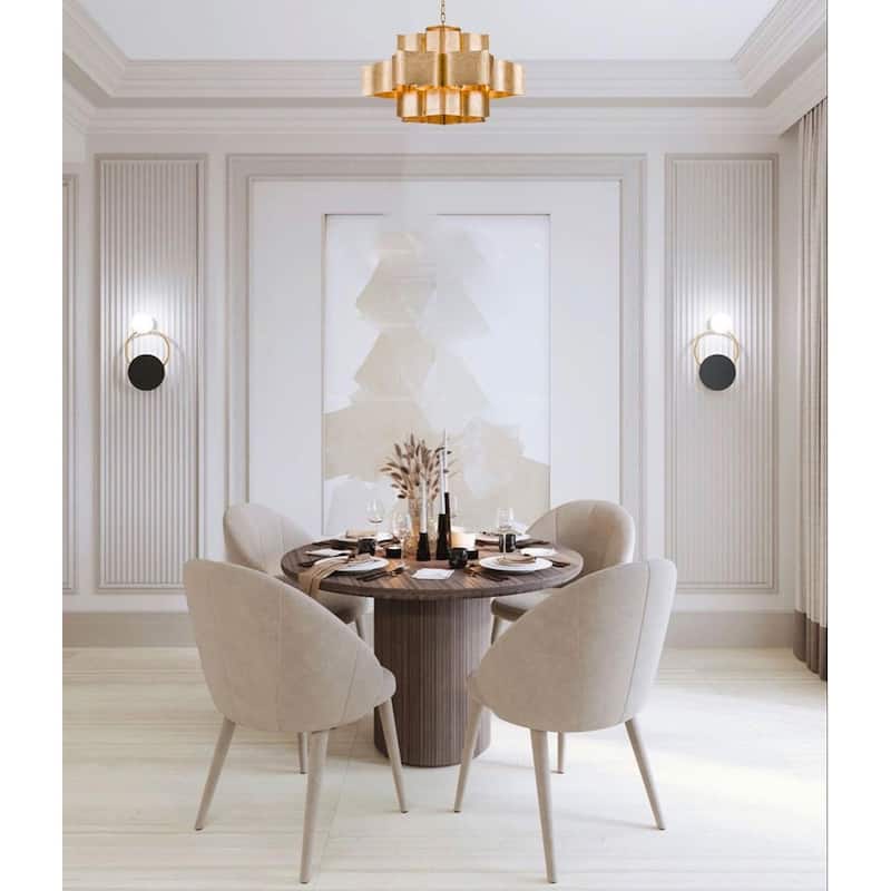 12 Light Gold Leaf 3 Tier Metal Frame Light Fixture