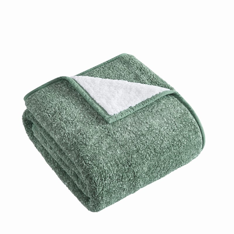 Brooklyn Loom Heathered Sherpa Blanket and Throw