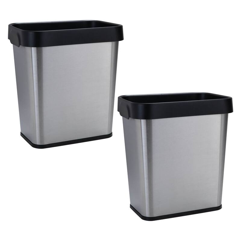 Bath Bliss 2 Pack 8L Stainless Steel Waste Bin - 9.84" x 6.69" x 10.63"