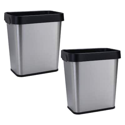 Bath Bliss 2 Pack 8L Stainless Steel Waste Bin - 9.84" x 6.69" x 10.63"