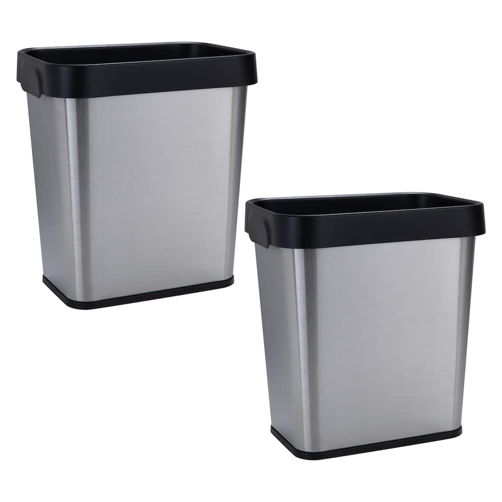 Bath Bliss 2 Pack 8L Stainless Steel Waste Bin - 9.84" x 6.69" x 10.63"
