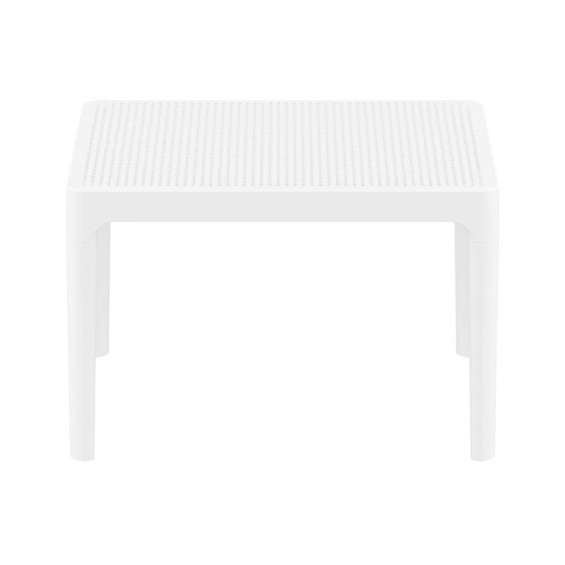 23.5" White Rectangular Outdoor Patio Side Table