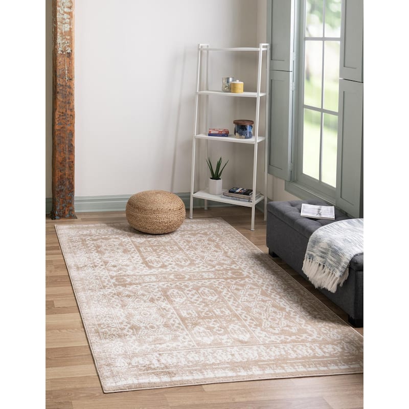 Contemporary Trabzon Collection Area Rug - Beige-Ivory - 5'x8'