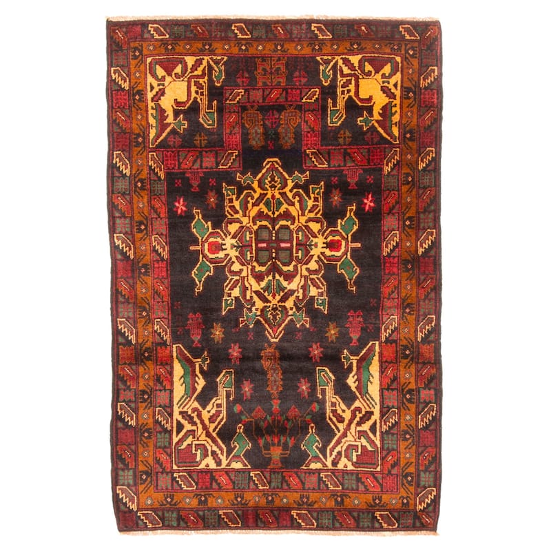 ECARPETGALLERY Hand-knotted Teimani Black Wool Rug - 2'9 x 4'8
