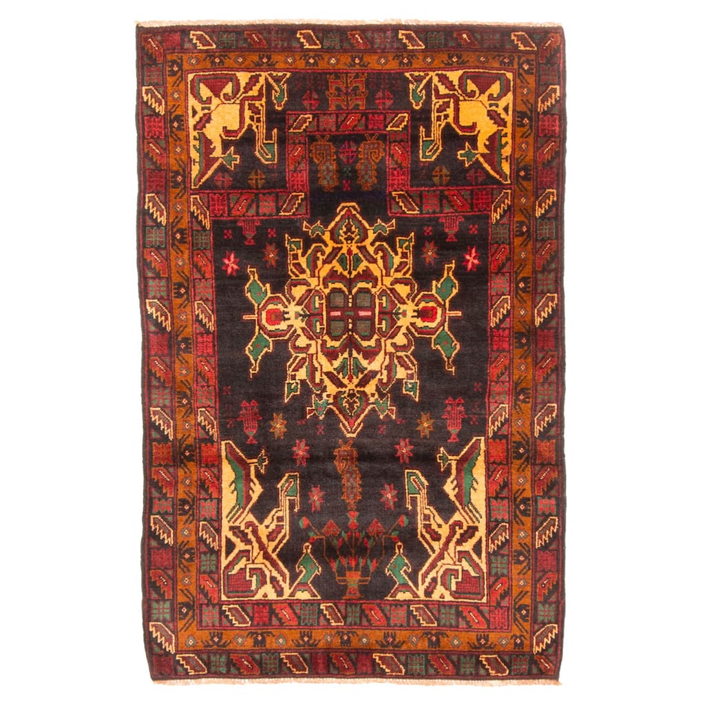 ECARPETGALLERY Hand-knotted Teimani Black Wool Rug - 2'9 x 4'8