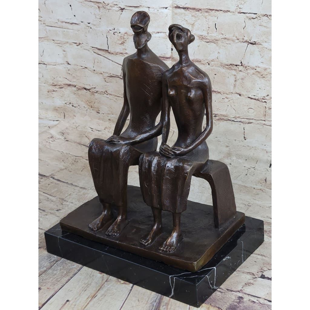 King And Queen By Henry Moore Abstract Surreal Man Woman On Bench Statue Sculpture 12 Inches X 9 Inches