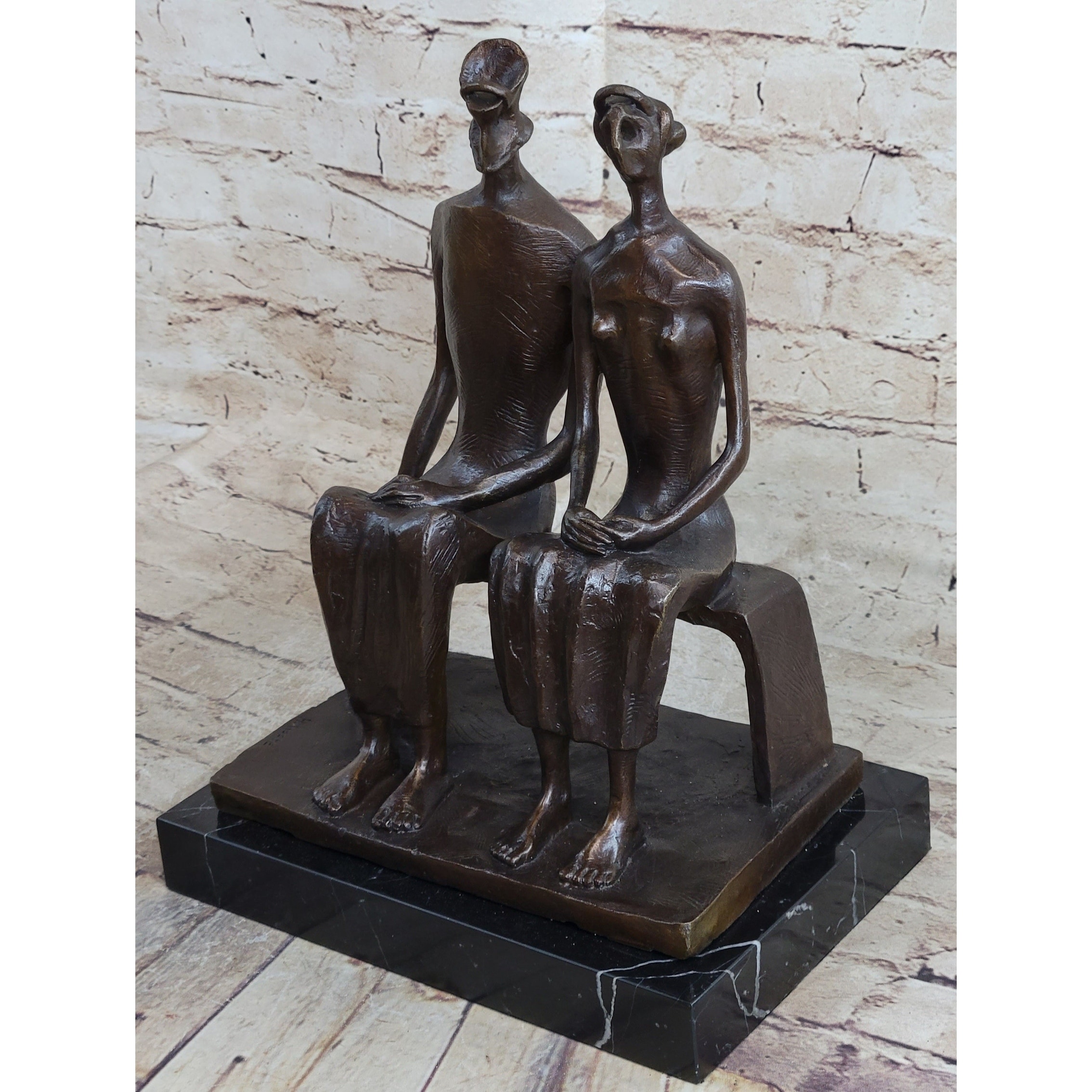 King And Queen By Henry Moore Abstract Surreal Man Woman On Bench Statue Sculpture 12 Inches X 9 Inches