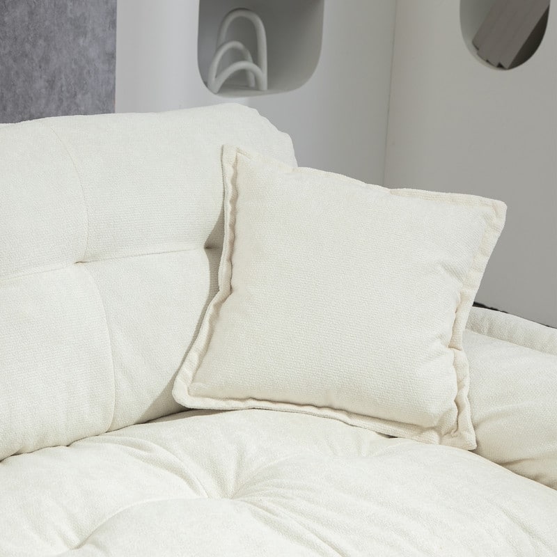 84" Chenille Loveseat Sofa with Memory Foam&Pocket Springs, Deep Seat Couch with 2 Throw Pillows