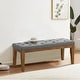 preview thumbnail 44 of 57, Button-Tufted Bench for End of Bed, Entryway Bench Beige/ Black/ Brown Solid Wood, Leather, Fabric 44-inch