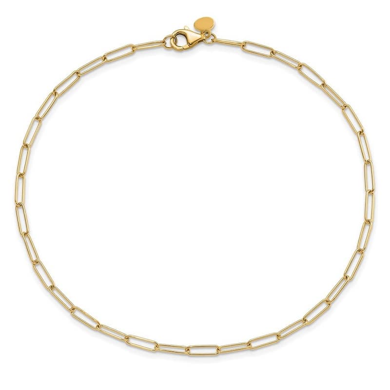 Curata 14k Yellow Gold Polished 2.6mm Paperclip Link Bracelet Options: 7" 8"