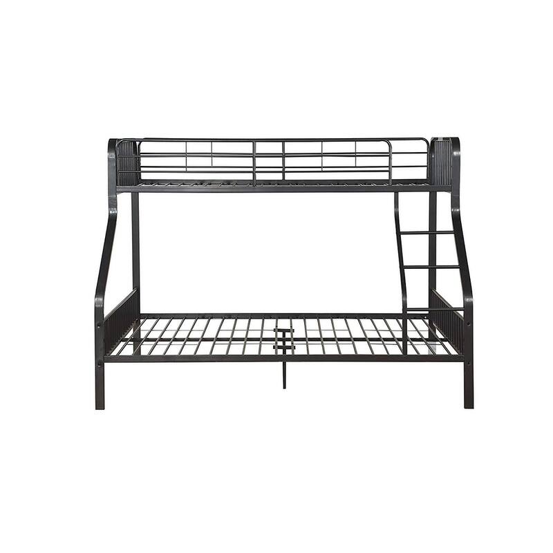 Twin XL Queen Metal Bunk Bed - Space Saving Design, Built-in Ladder & Guardrails, Sturdy Frame