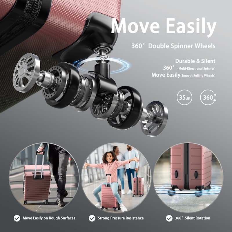 SUGIFT 3 Piece Luggage Set, Trunk Set, Hardside Lightweight Suitcase Carry with Spinner Wheels & TSA Lock, 20in/24in/28in