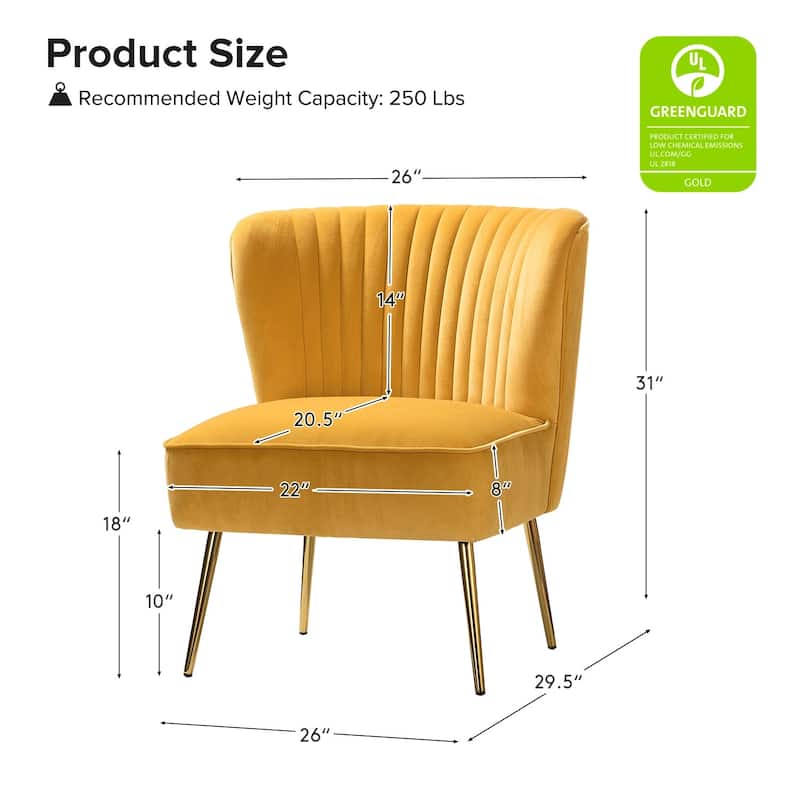 Monica 22''W Upholstered Modern Tufted Accent Side Chair with Gold Legs by HULALA HOME