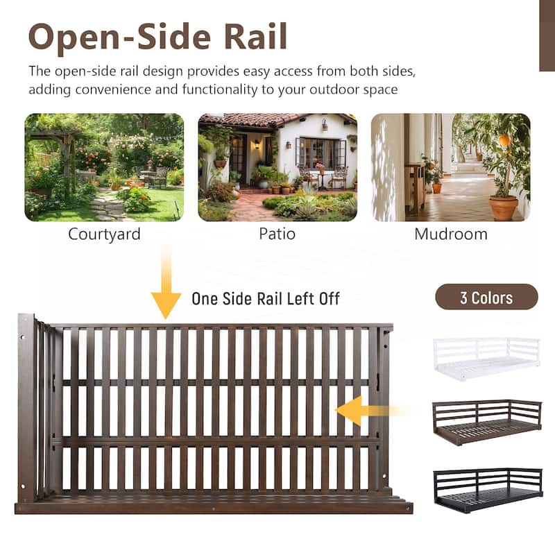 Country Patio Wooden Twin Size Swing Daybed Porch Swing Frame