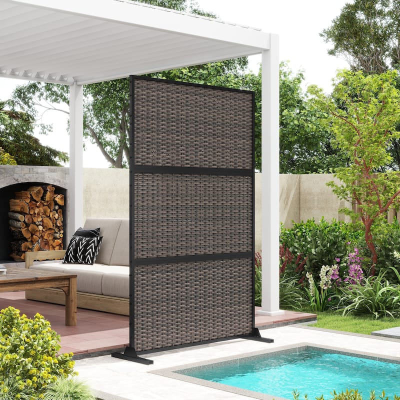 Outdoor Privacy Screen with Stand for Patio Garden Metal Fence