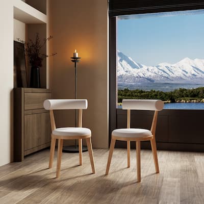 Modern Dining Chairs Set of 2, High Back Dining Chairs Side Chairs with Solid Wood Legs, Upholstered Fabric Dining Room Chairs