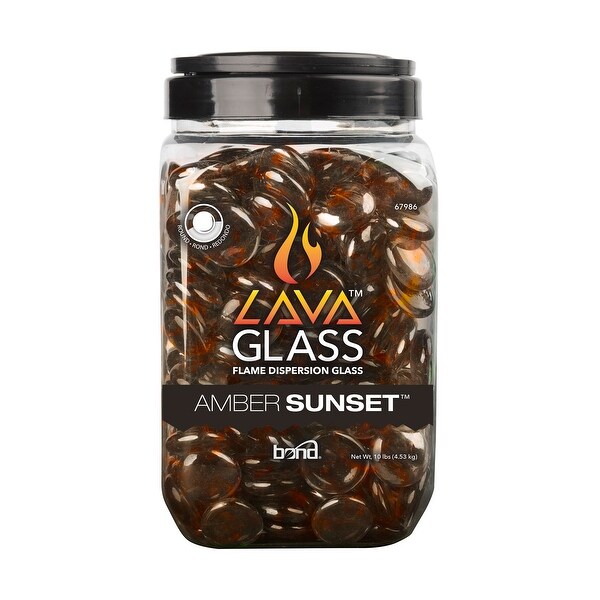 Pack of 4 Amber Sunset Round Heat Resistant Lava Glass - N/A