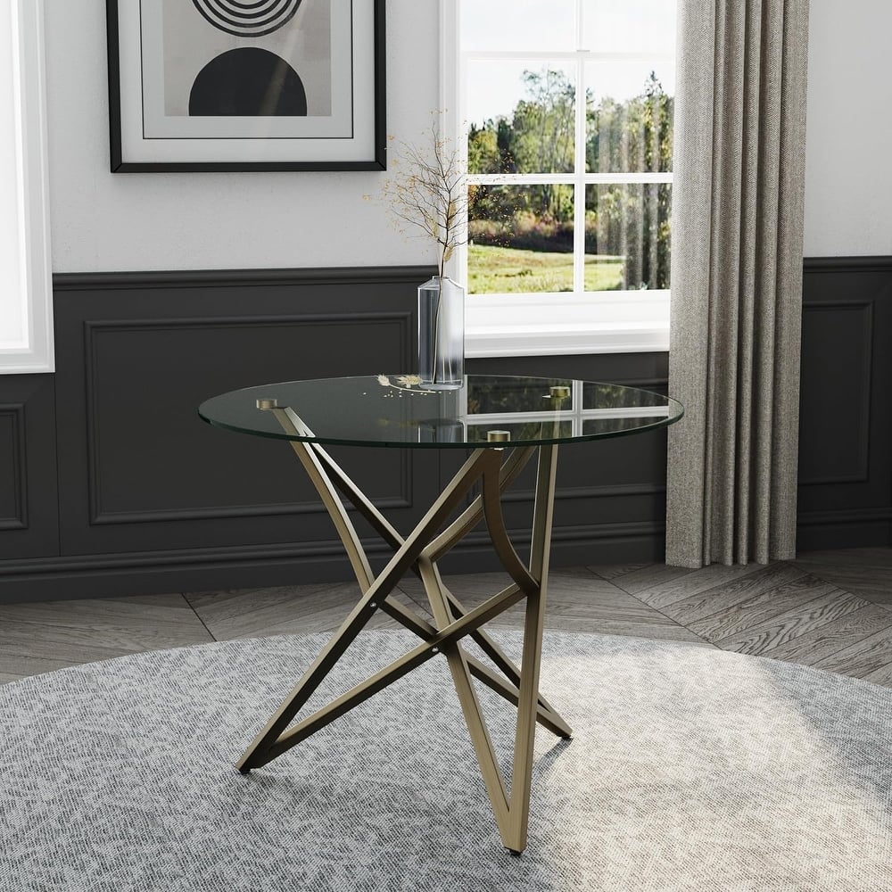 36 inch Clear Glass Round Dining Table