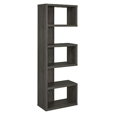 Modern Bookcase - Gray Storage Shelves, 70.75" Tall, Semi-Backless Design, Contemporary Home Decor - 11.5