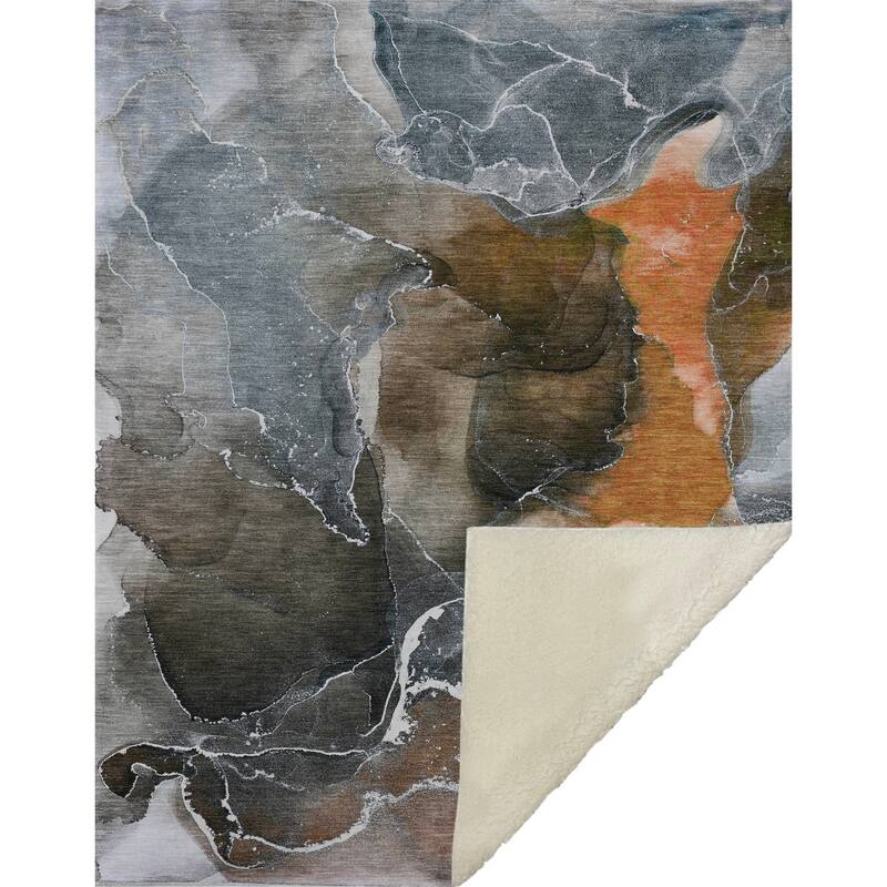 Premium Machine Washable Abstract Contemporary Sherpa Throw Blanket