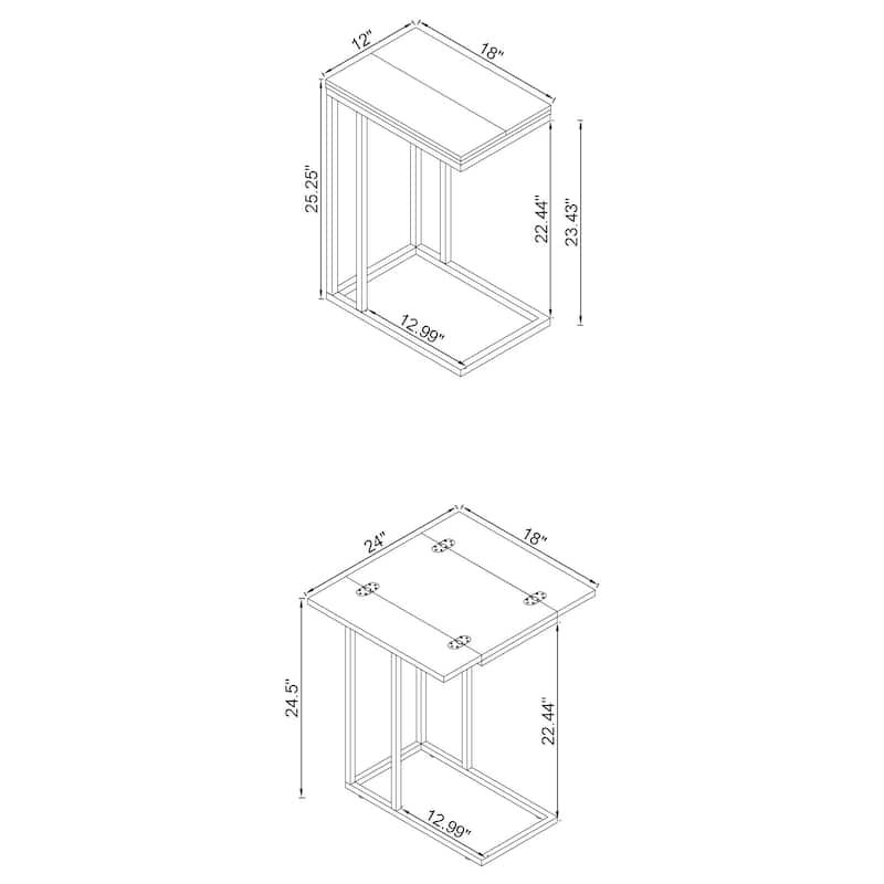 Pedro Expandable C-Shaped Sofa Side Table