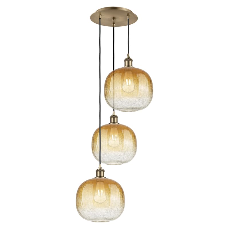 Innovations Lighting Endless Possibilities Ballston - Brookhaven Sphere - 3 Light 17" Cord Hung Multi Pendant - Antique Brass/Amber