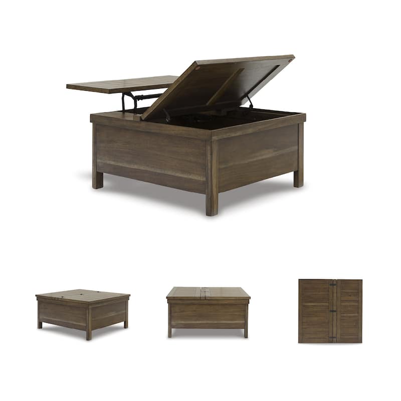 Signature Design by Ashley Moriville Brown Lift Top Cocktail Table - 36"W x 36"D x 18"H